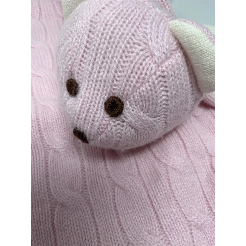 Ralph Lauren Baby Cashmere Pink Bear Lovey Security Blanket Luxury Soft Plush